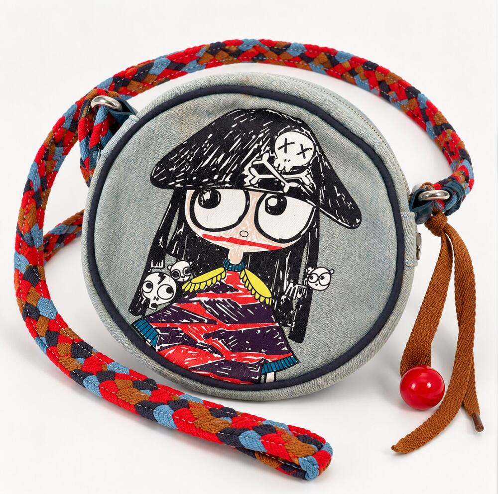 Marc by Marc Jacobs Pirate Girl Denim Crossbody Bag Round Braided Strap